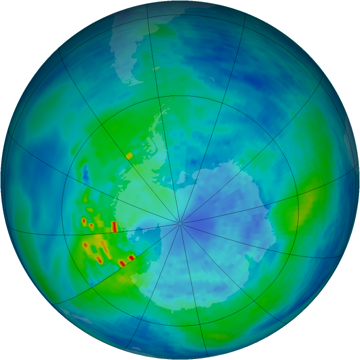 Antarctic ozone map for 25 March 1994
